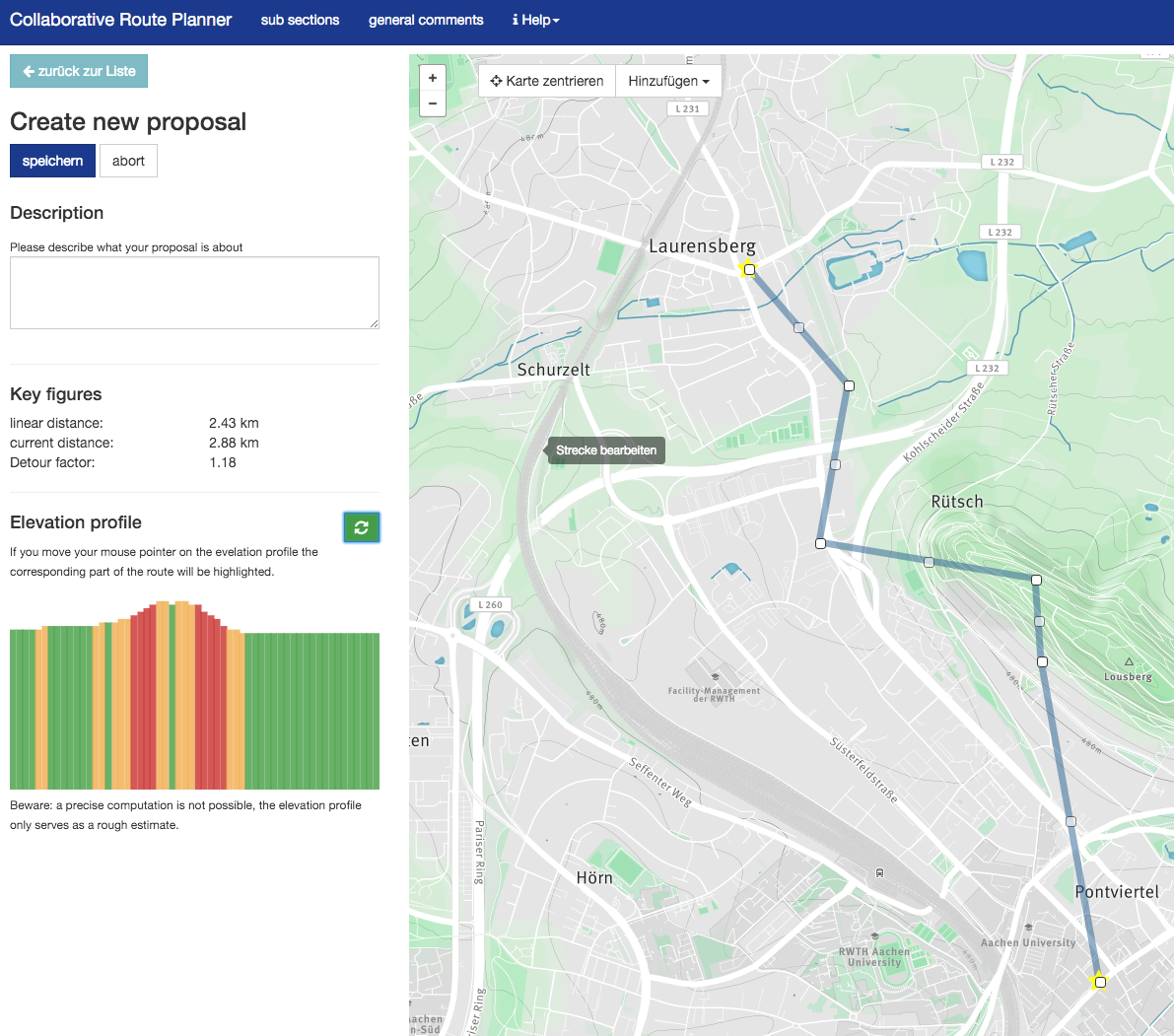 Streckenvorschläge für den Radschnellweg Aachen