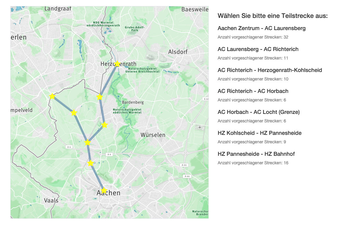 Radschnellweg Euregio: Teilstrecken